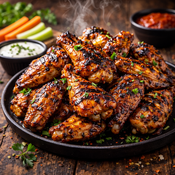 5 GRILLED CHICKEN WINGS served with chips