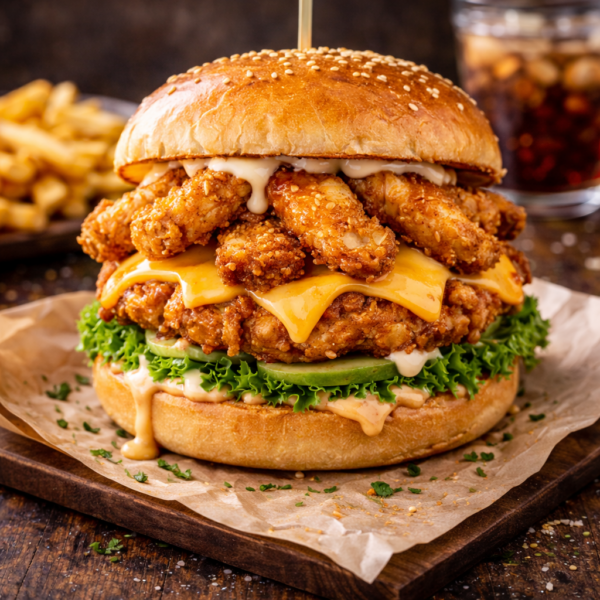 CHICKEN STRIP BURGER